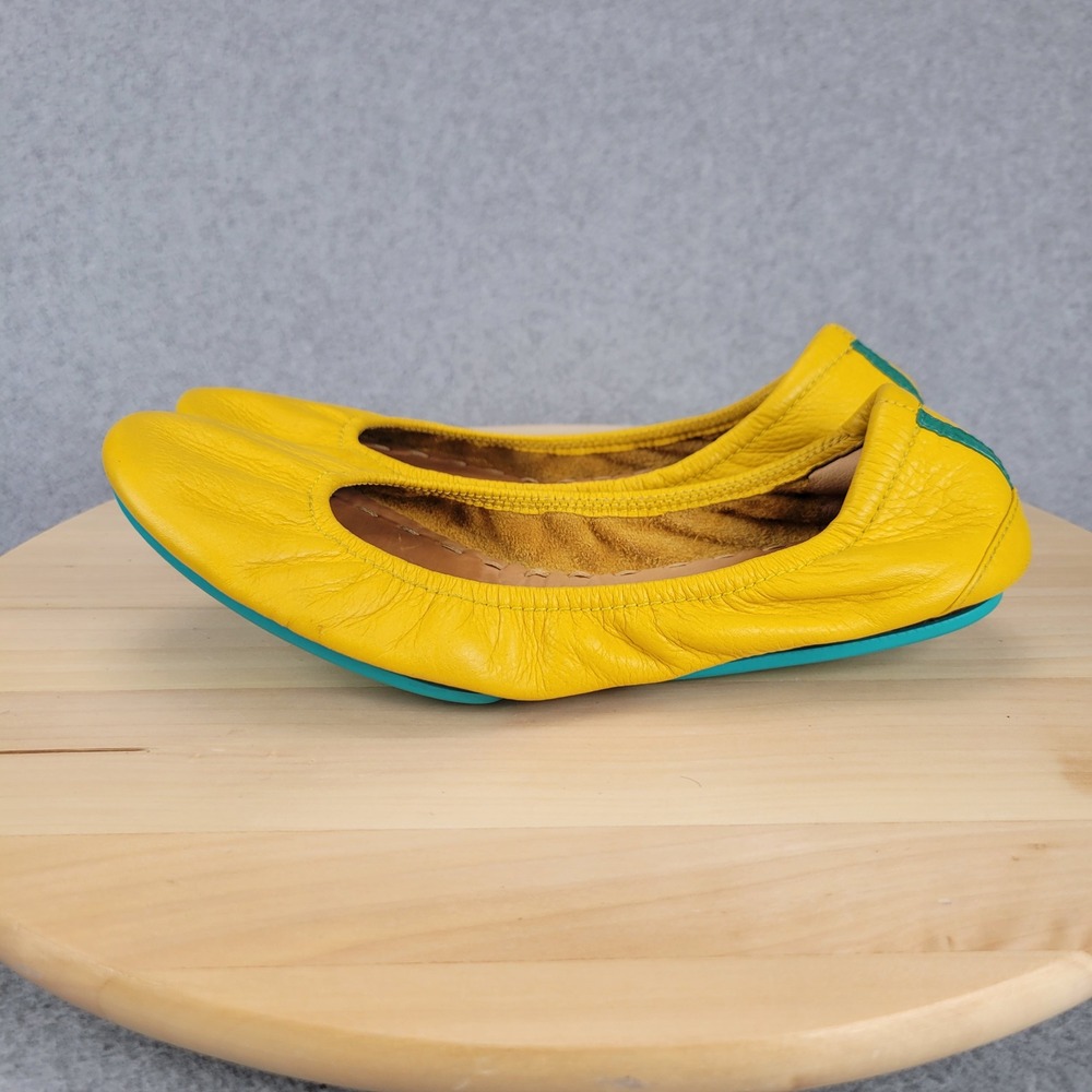 Tieks Ballet Flats Women 8 Canary Yellow Leather Foldable Split Sole Classic - Picture 3 of 12